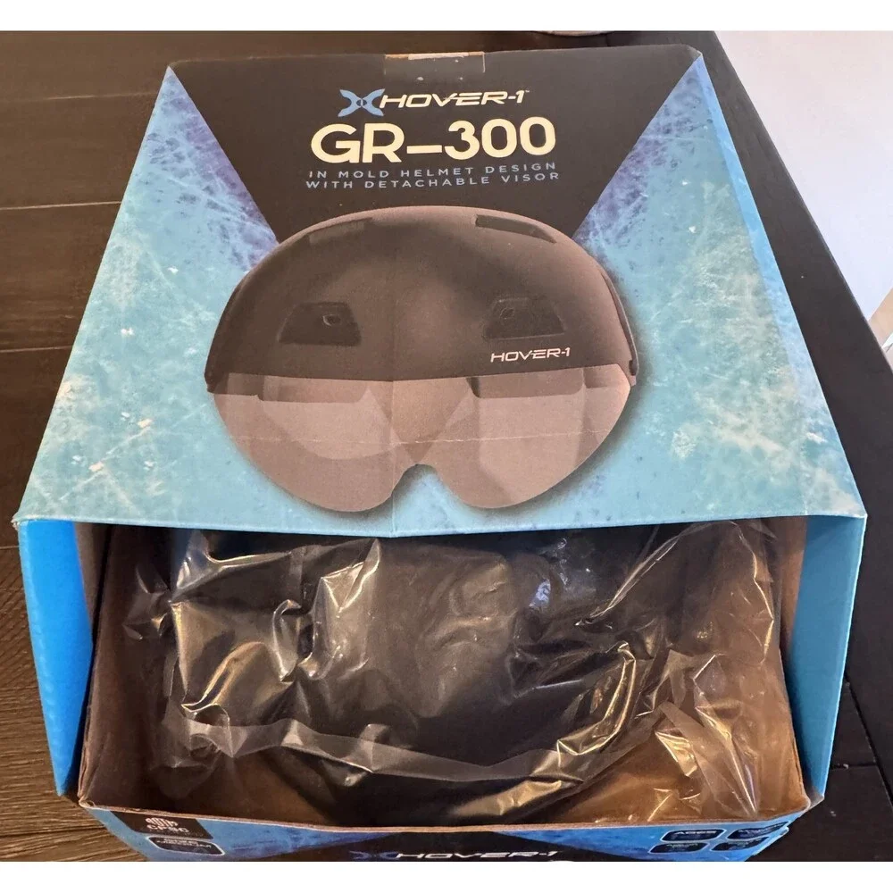 New X Hover-1 GR-300 Helmet In Mold Detachable Visor Black Medium